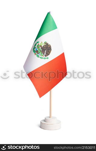 Small table flag of Mexico isolated on white background