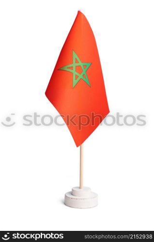 Small table flag of Morocco isolated on white background