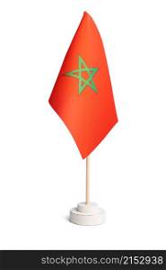 Small table flag of Morocco isolated on white background