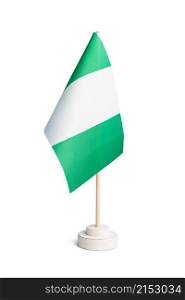Small table flag of Nigeria isolated on white background