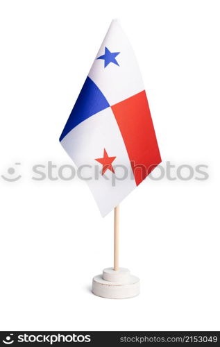 Small table flag of Panama isolated on white background