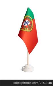 Small table flag of Portugal isolated on white background