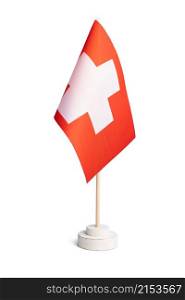 Small table flag of Switzerland isolated on white background