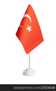 Small table flag of Turkey isolated on white background