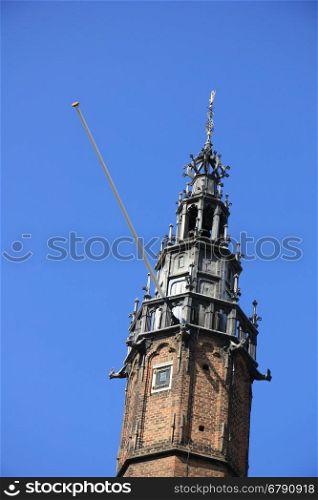 Small tower of the city Hall in Haarlem, the Netherlands