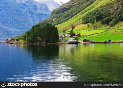 small town in a norwegian fiord, Norway