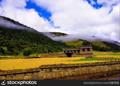 small village in big moutain at tibet,china