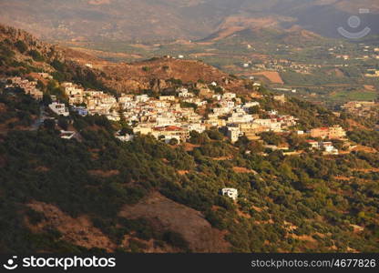 small village in mountains and trees