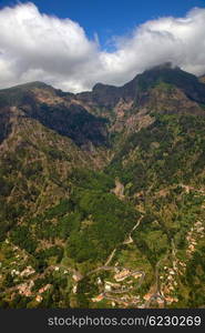 small village of Curral das Freiras, view from above, at Madeira island, Portugal