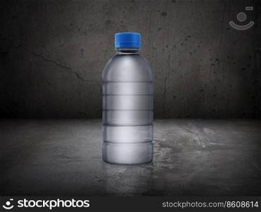 Small water bottle on old room Cement floor