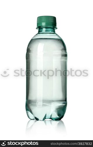 Small water bottle on white background with clipping path
