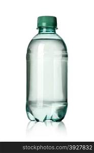 Small water bottle on white background with clipping path