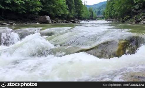 small waterfall in mountains Carpathians