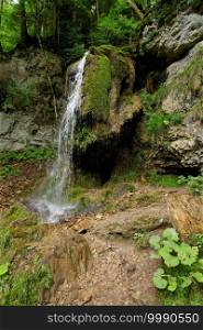 Small waterfall in the forest in Wutach Gorge, Germany