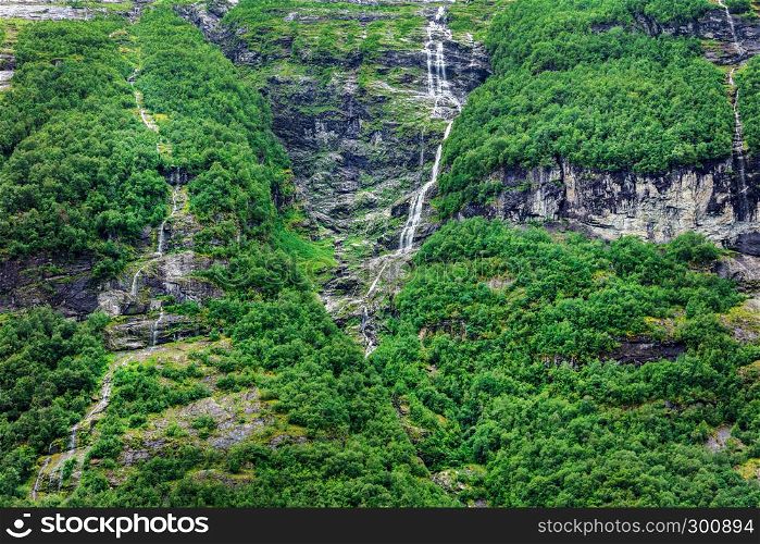 small waterfalls in the woods, norway