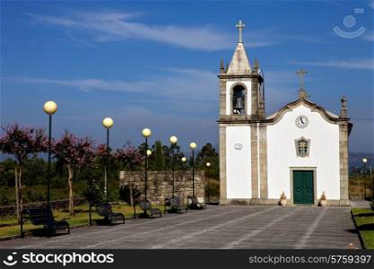 small white chapel in Navarra, Braga. Portugal.