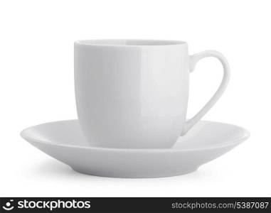 Small white coffee cup isolated on white