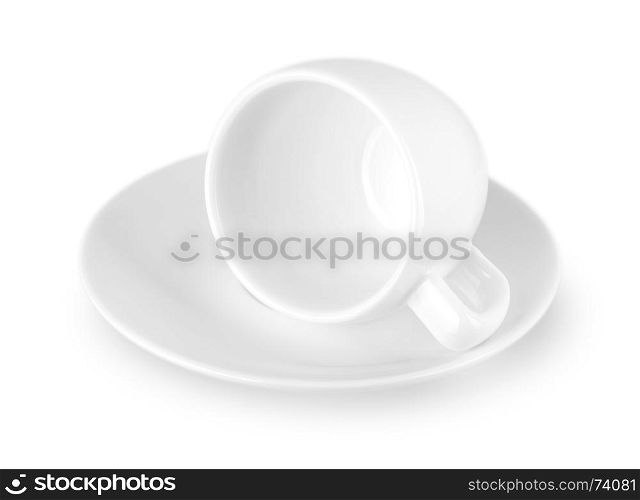 Small white coffee cup isolated on white background