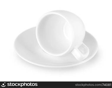 Small white coffee cup isolated on white background