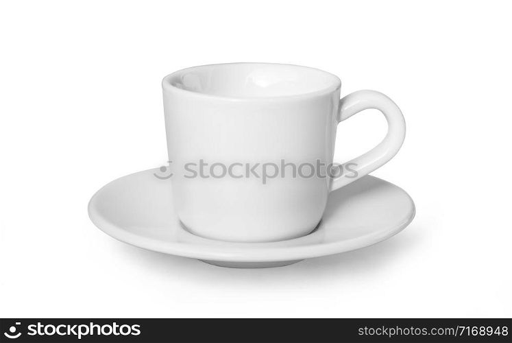 Small white coffee cup isolated on white with clipping path