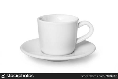 Small white coffee cup isolated on white with clipping path