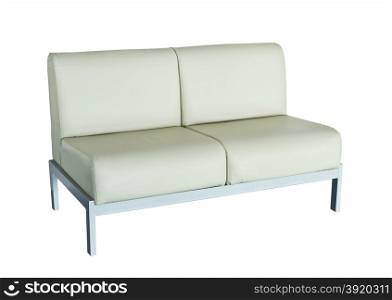 Small white leather sofa on a white background