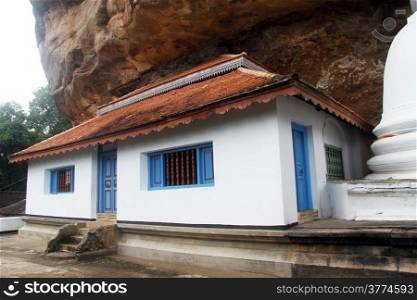 Small white temple Ridagala in Sri Lanka