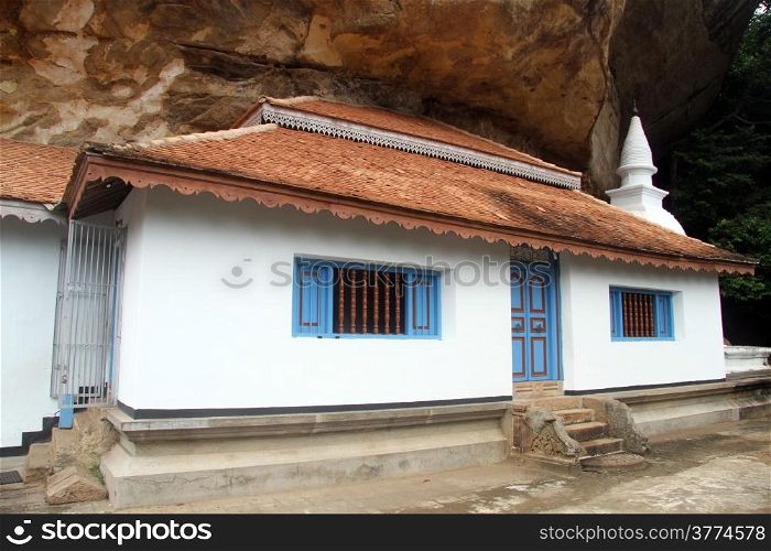 Small white temple Ridigala in Sri Lanka