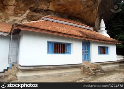 Small white temple Ridigala in Sri Lanka