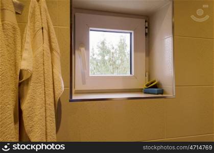 Small windows in bath-room with PVC frame