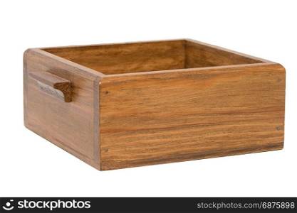 Small wooden box for small items on white background.