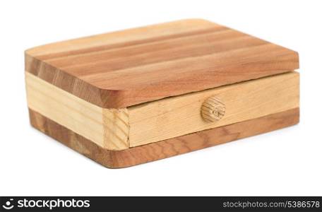 Small wooden box isolated on white