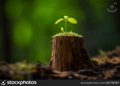 Small young tree. New green life. Generate Ai. Small young tree. Generate Ai
