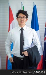 smart Asian businessman in suit