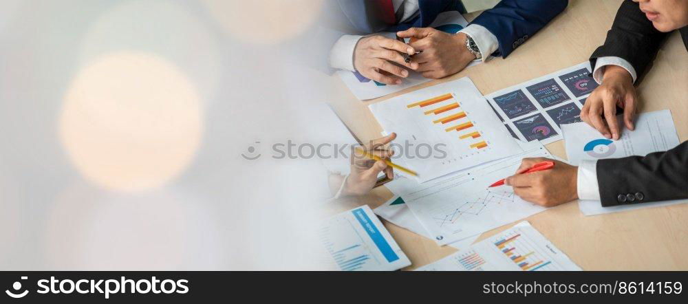Smart businessman and businesswoman talking discussion in widen group meeting at office table in a modern office interior. Business collaboration strategic planning and brainstorming of coworkers.. Smart businessman and businesswoman talking discussion in widen group meeting