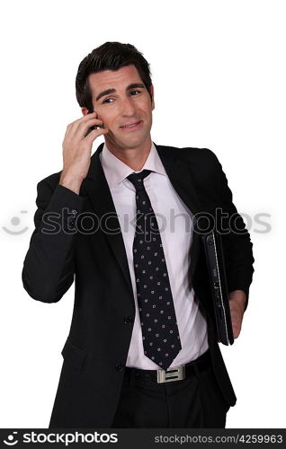 Smart businessman on phone