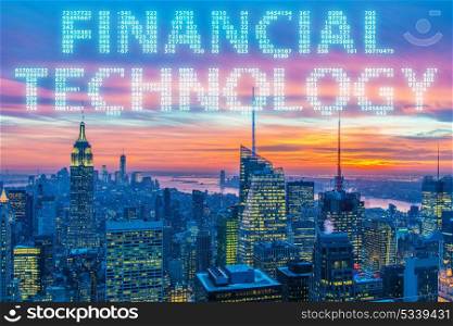 Smart city concept with fintech financial technology concept