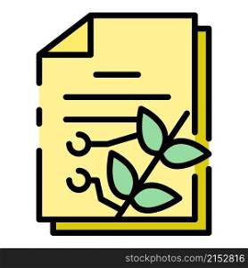 Smart document plant icon. Outline smart document plant vector icon color flat isolated. Smart document plant icon color outline vector
