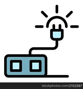Smart electric plug icon. Outline smart electric plug vector icon color flat isolated. Smart electric plug icon color outline vector
