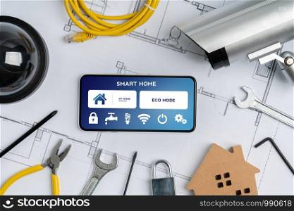 Smart home application concept with CCTV security online camera