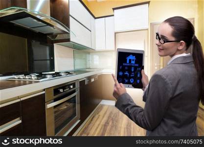 Smart home concept with woman