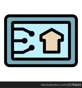 Smart home on tablet icon. Outline smart home on tablet vector icon color flat isolated. Smart home on tablet icon color outline vector