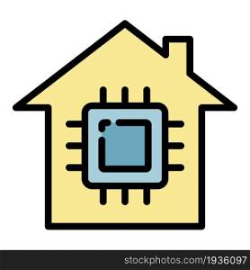 Smart home processor icon. Outline smart home processor vector icon color flat isolated. Smart home processor icon color outline vector