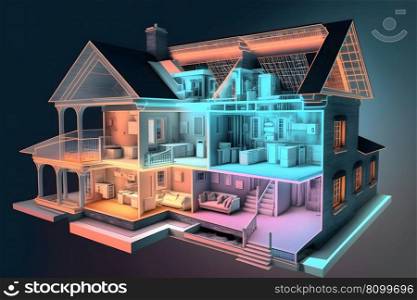 Smart house abstract concept. Neural network AI generated art. Smart house abstract concept. Neural network AI generated