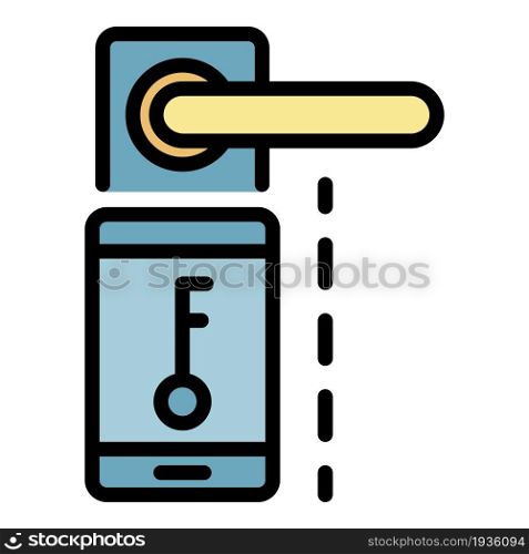 Smart lock icon. Outline smart lock vector icon color flat isolated. Smart lock icon color outline vector