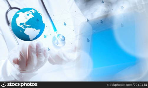 smart medical doctor hand drawing network with operating room as concept