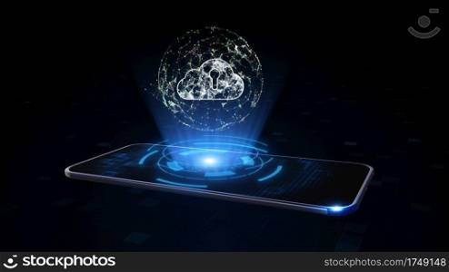 Smart Phone of 5g High-speed Internet of Things IOT concept,   Digital Data Network Cloud Computing Cyber Security, Technology Internet Marketing, Global Network and Telecommunication, 3d rendering