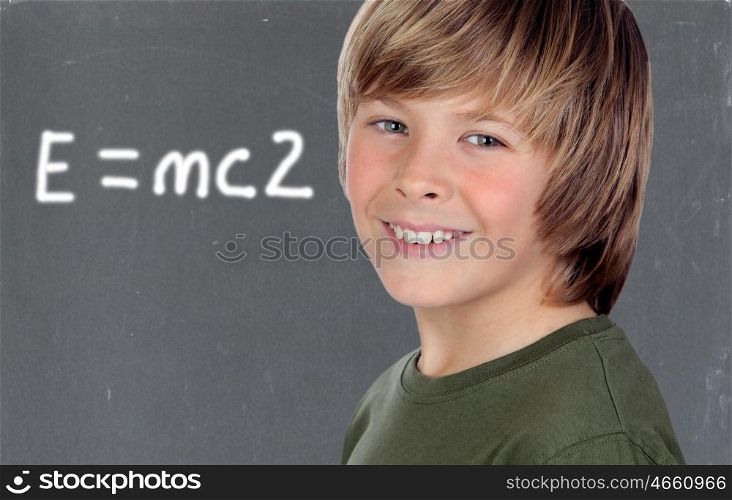 Smart preteen student isolated on a over white background