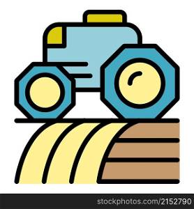 Smart robot tractor icon. Outline smart robot tractor vector icon color flat isolated. Smart robot tractor icon color outline vector