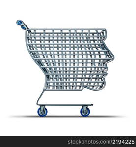 Smart shopping and Intelligent Shopper as a consumer or customer acquisition concept for spending money as a 3D illustration.